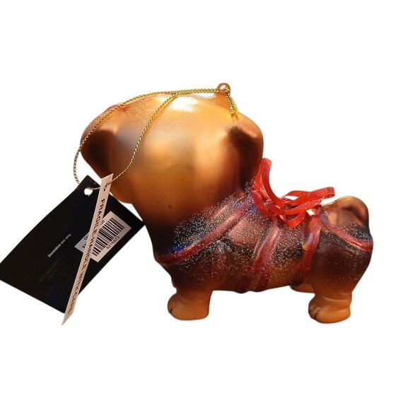 Robert Stanley Glass Christmas Ornament Dachshund Weiner Dog Red Ribbon Glitter - Picture 5 of 8